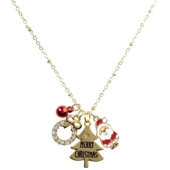 Collier doré 4 pendentifs design Noël L40cm