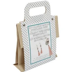 Collier et boucles d'oreilles à confectionner rose