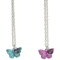 Collier x2 avec médaillon papillon Best friends