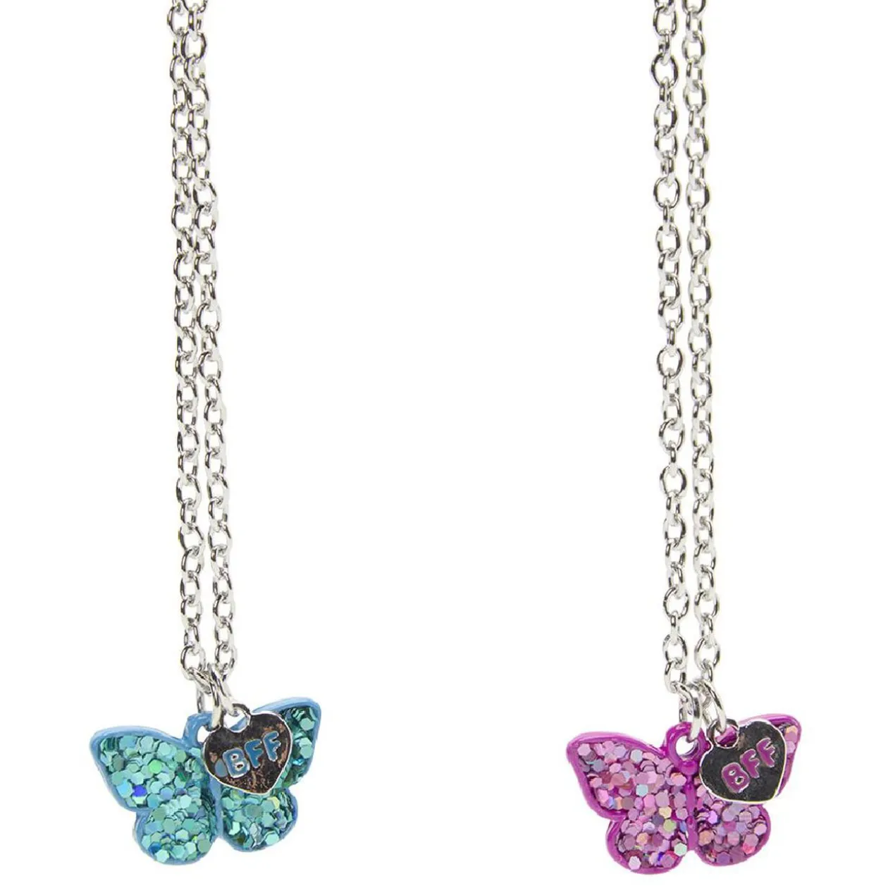 Collier x2 avec médaillon papillon Best friends