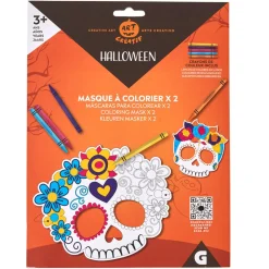 Coloriage 2 masques Calavera fleur Jour des morts Halloween