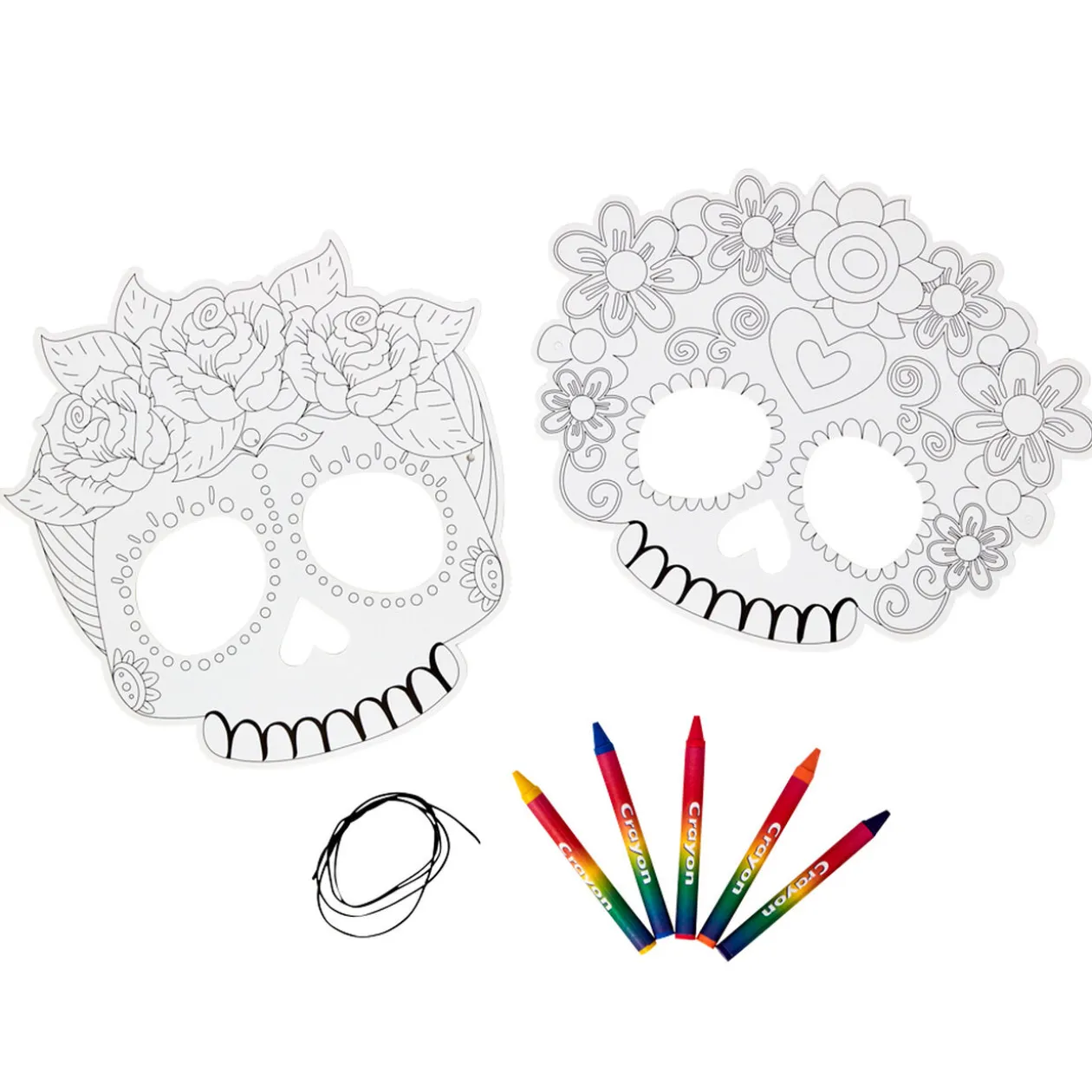Coloriage 2 masques Calavera fleur Jour des morts Halloween