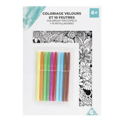 Coloriage velours avec 10 feutres