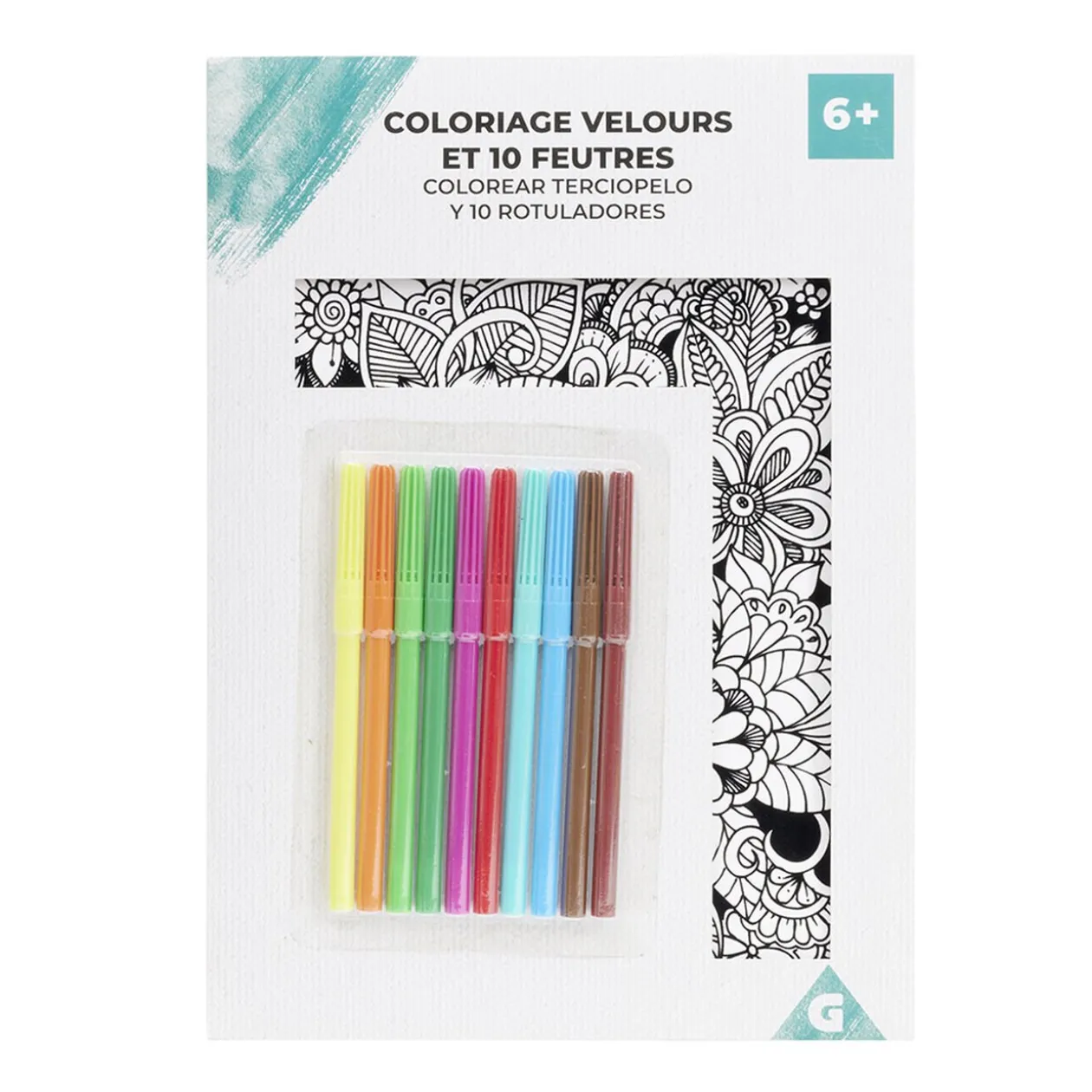 Coloriage velours avec 10 feutres