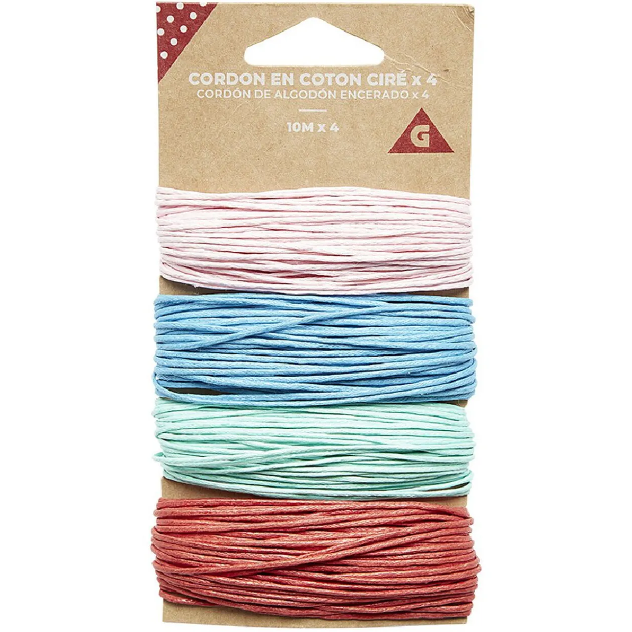 Cordon fin en coton ciré 4 couleurs
