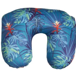 Coussin de voyage 3 en 1 imprimé tropical bleu vert