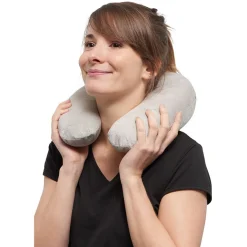 Coussin de voyage à mémoire de forme gris