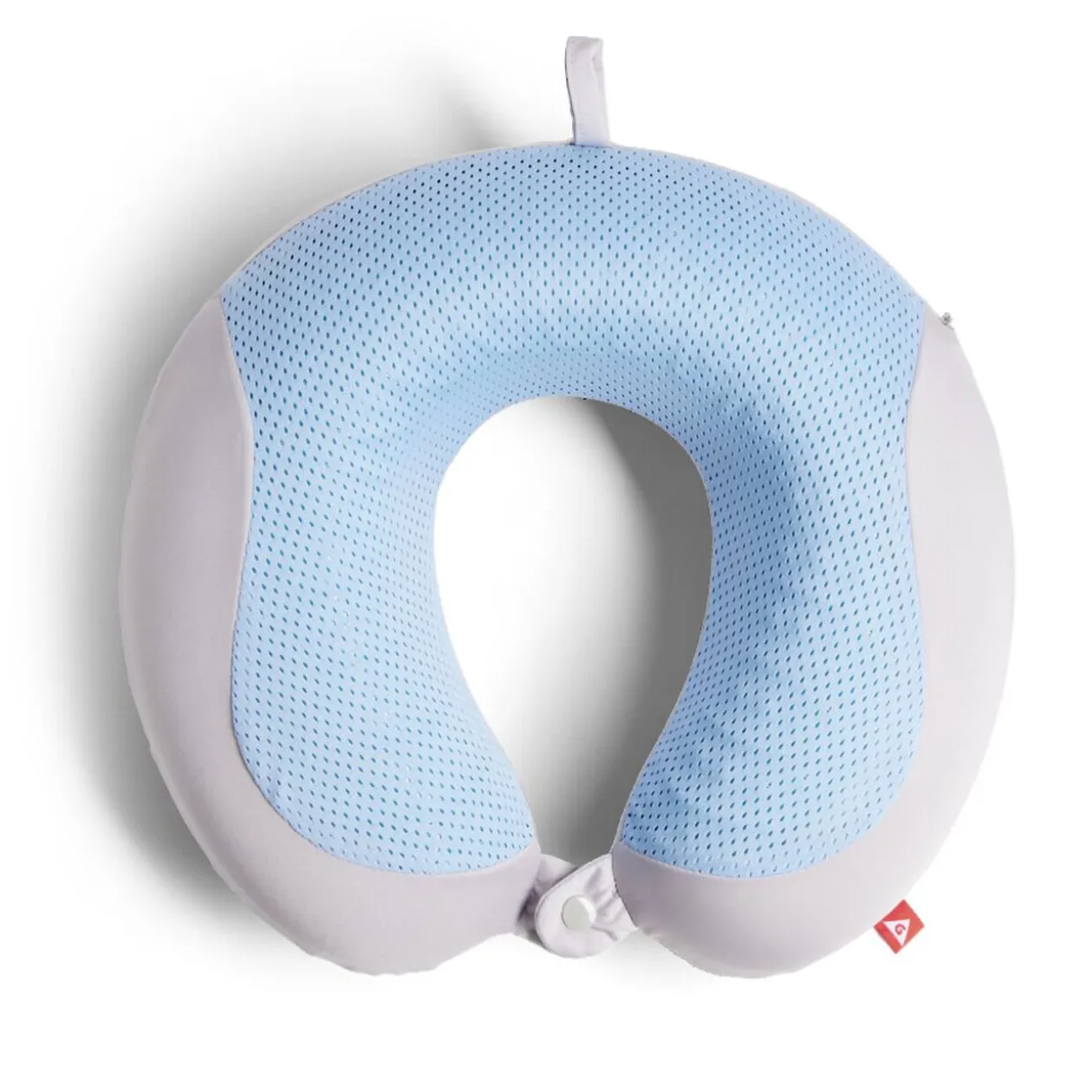 Coussin de voyage rafraîchissant bleu et gris 30x30xH10cm