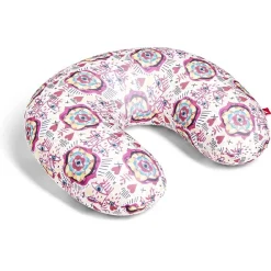 Coussin de voyage yeux coeurs rose 28x28x9cm