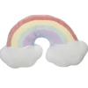 Coussin peluche arc en ciel nuages multicolore