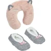 Coussin tour de cou et Chaussons ballerines gris rose