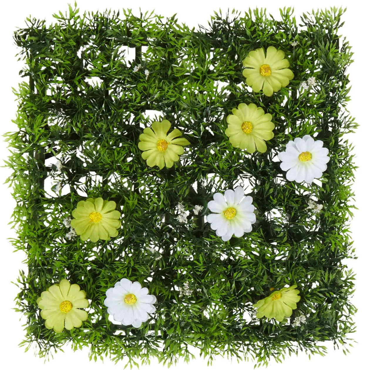 Dalle de gazon artificiel fleurs vertes et blanches