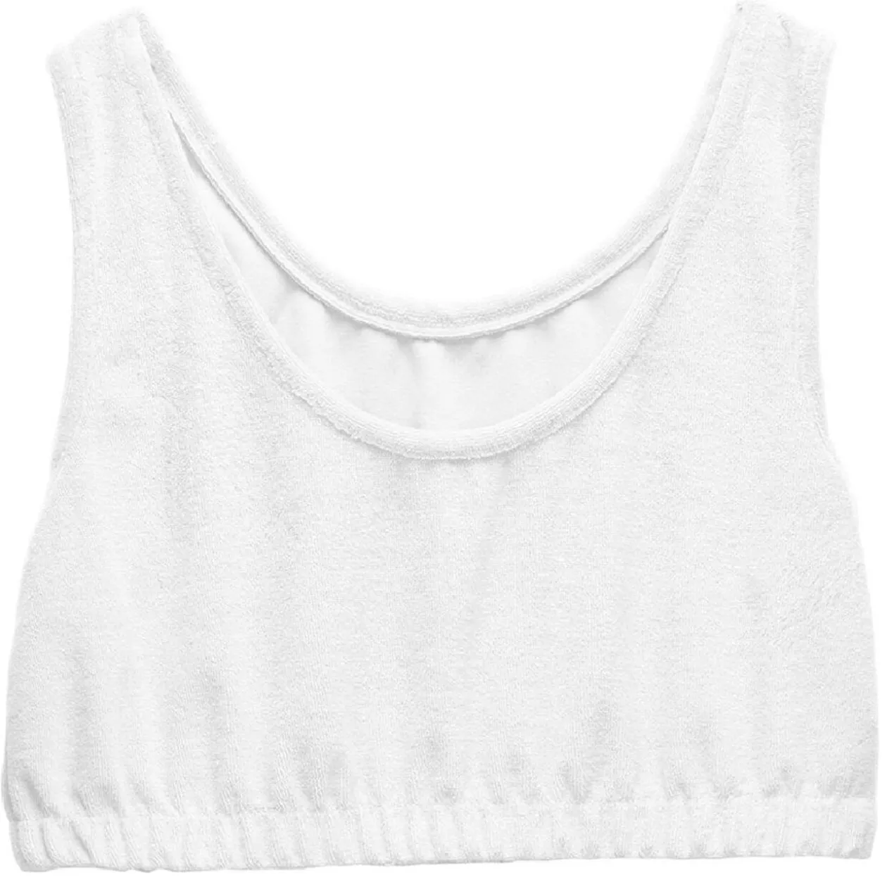 Débardeur crop top Femme tissu éponge blanc