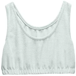 Débardeur crop top Femme tissu éponge gris