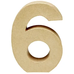 Décoration chiffre 6 papier maché à poser