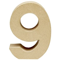 Décoration chiffre 9 papier maché à poser