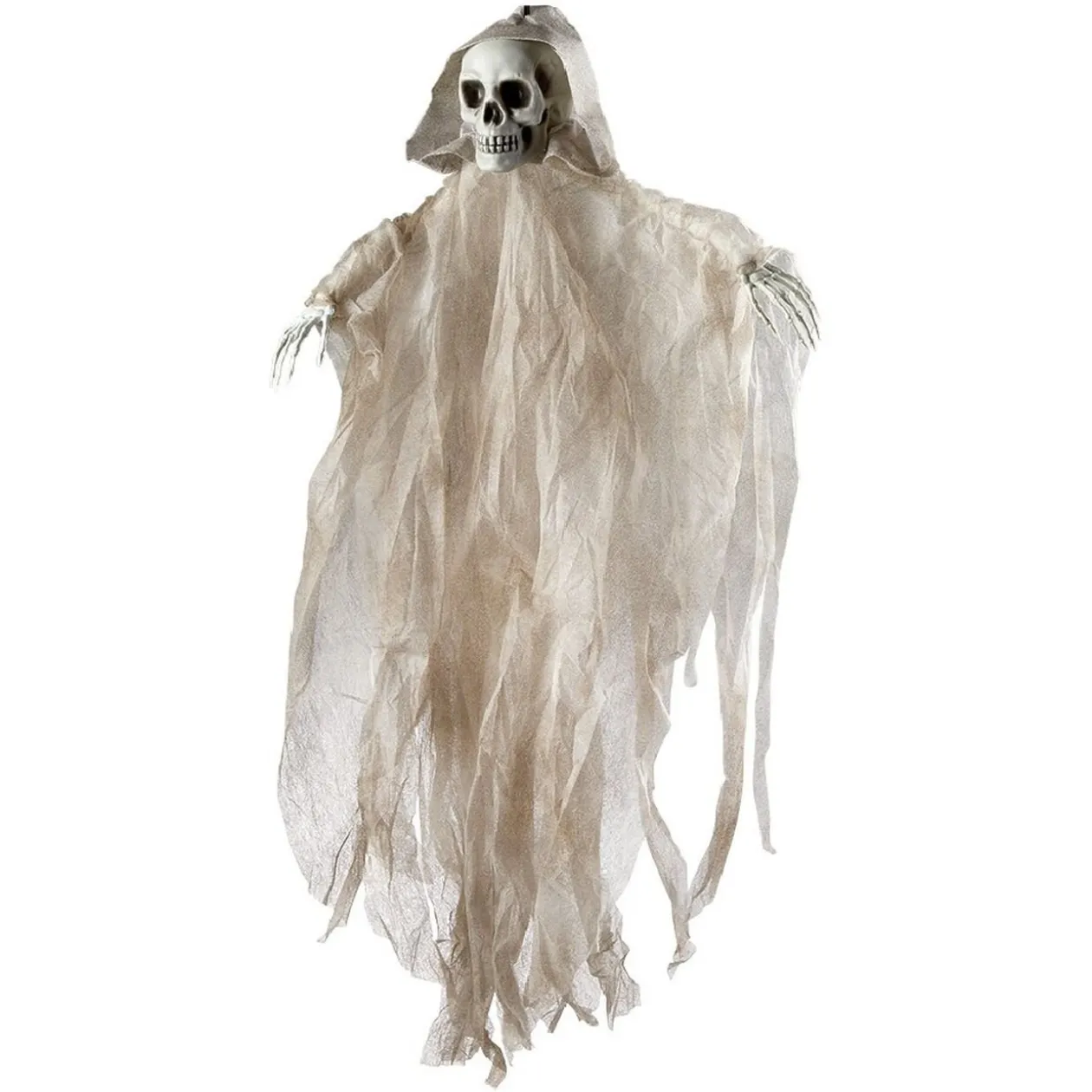 Décoration Tête de mort avec voile à suspendre H100 cm