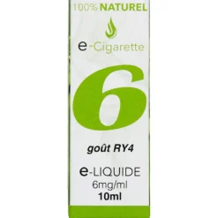 E liquide 100% naturel goût RY4 - 6mg/ml de nicotine