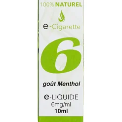 E liquide 100% naturel menthol 6mg/ml de nicotine