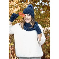 Echarpe chenille bleu marine