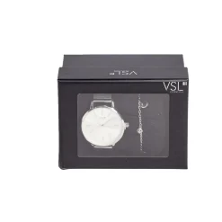 Ensemble montre et bracelet femme argenté