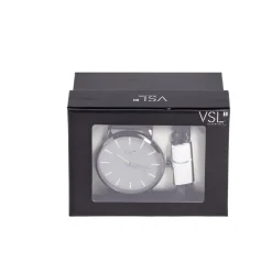 Ensemble montre et bracelet homme simili noir