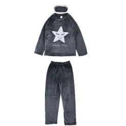 Ensemble pyjama hiver motif étoile avec masque de nuit