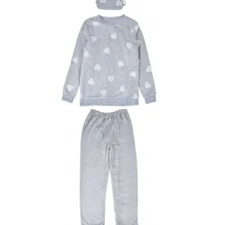 Ensemble pyjama hiver motif coeur avec masque de nuit
