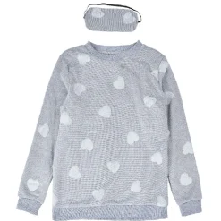 Ensemble pyjama hiver motif coeur avec masque de nuit