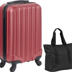 Ensemble Valise Cabine et Sac Cabas rouge