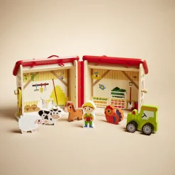 Ferme ou hôpital ou caserne de pompiers pliable en bois 20,5x17,5xH19cm