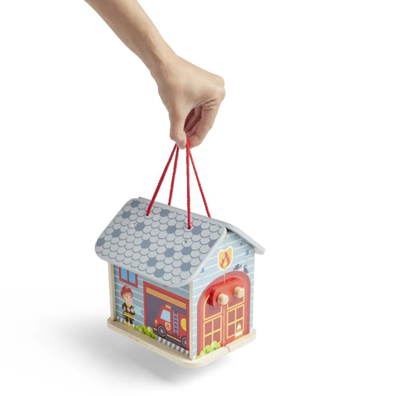 Ferme ou hôpital ou caserne de pompiers pliable en bois 20,5x17,5xH19cm