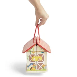 Ferme ou hôpital ou caserne de pompiers pliable en bois 20,5x17,5xH19cm