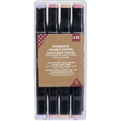 Feutres double pointe acrylique pastel x12