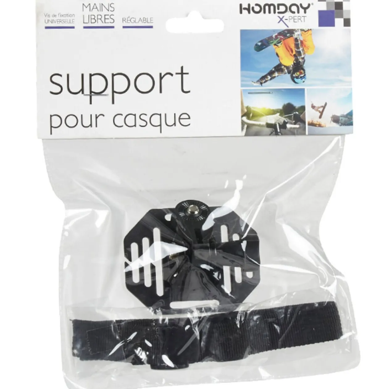 Fixation casque pour caméra sport