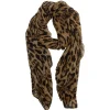Foulard imprimé léopard camel plissé