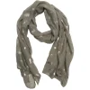 Foulard kaki imprimé feuille doré