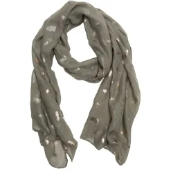 Foulard kaki imprimé feuille doré