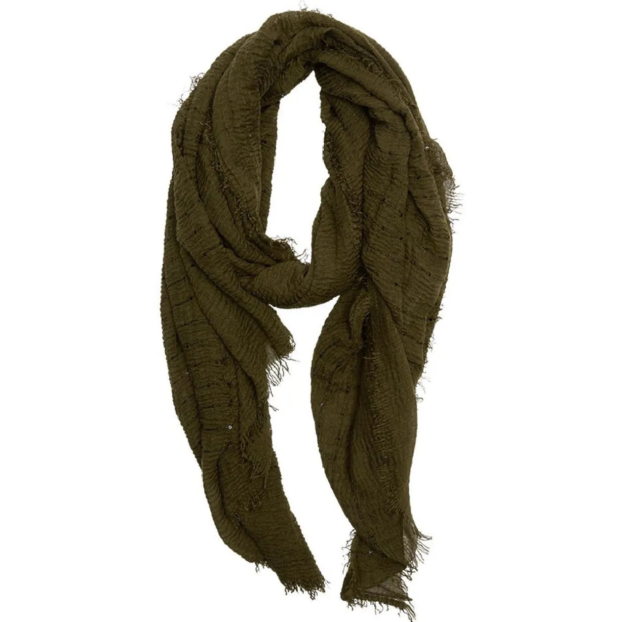 Foulard kaki motif sequins