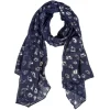Foulard plissé motif léopard bleu marine argenté