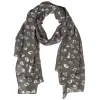 Foulard plissé motif léopard gris argenté