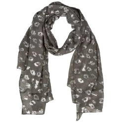 Foulard plissé motif léopard gris argenté