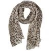 Foulard plissé motif léopard marron noir
