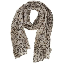 Foulard plissé motif léopard marron noir