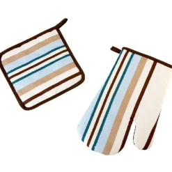 Gant de cuisine et manique rayé