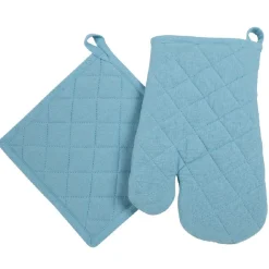 Gant de cuisine et manique bleu turquoise