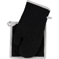 Gant et manique de cuisine noir et gris