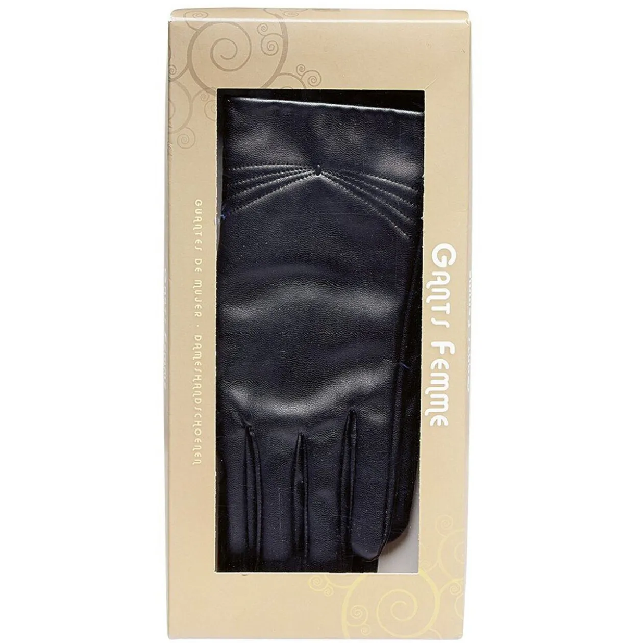 Gant noir imitation cuir