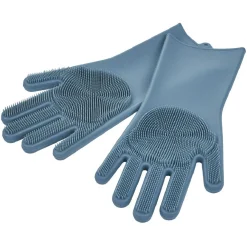 Gant pour vaisselle avec picots silicone bleu x2