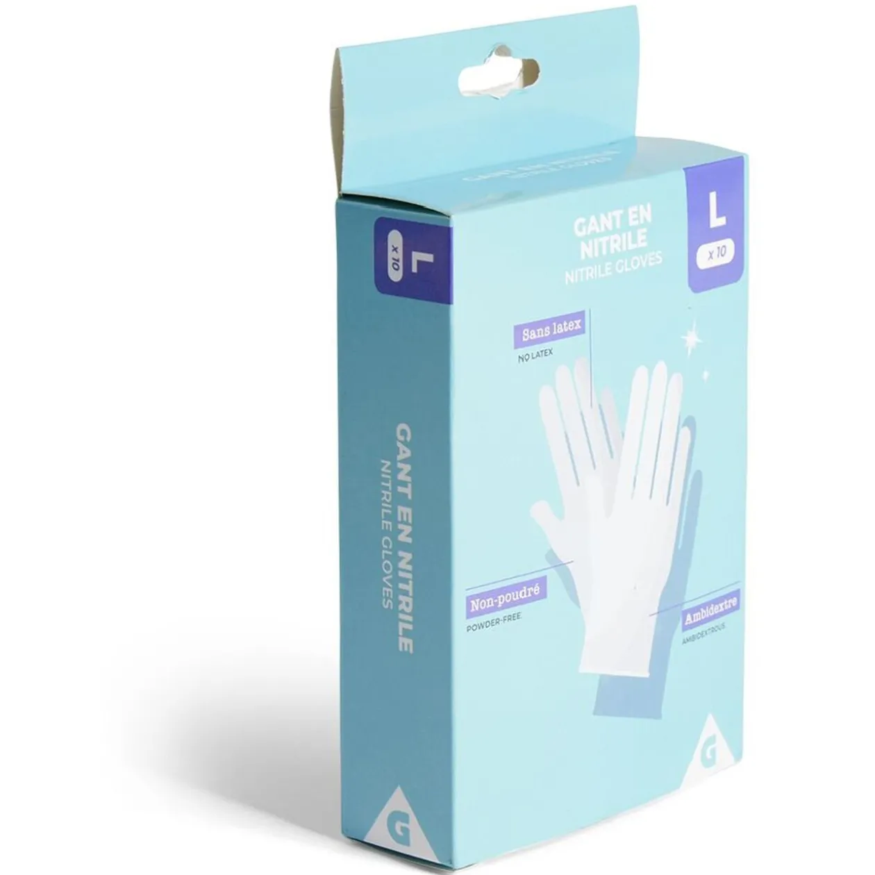 Gants en nitrile taille L x10 bleu